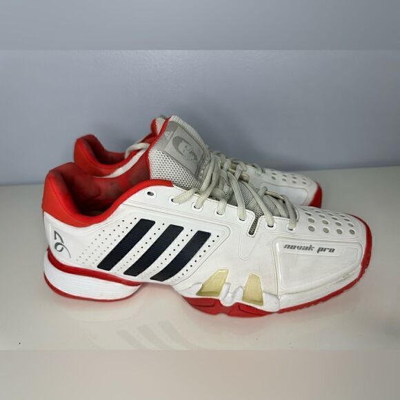 Adidas Barricade Novak Pro Tennis Court Shoes (White/Navy/Red) size Mens 11.5 US - Picture 4 of 10